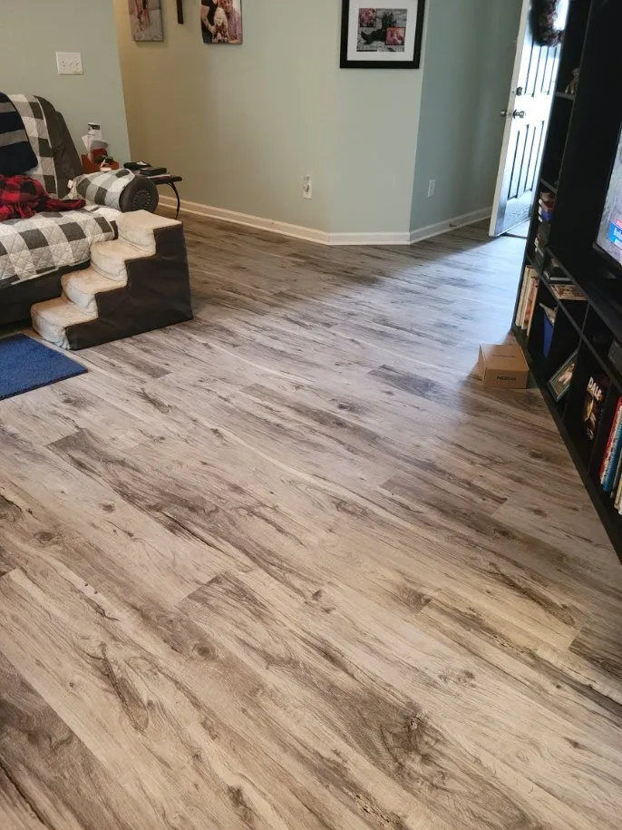 New vinyl flooring installed through home