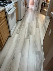 New vinyl flooring installed through home